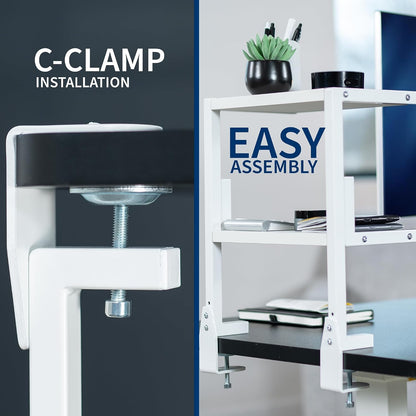 Black Clamp-on 13 inch 2-Tier Desk Shelf, STAND-SHELF2C
