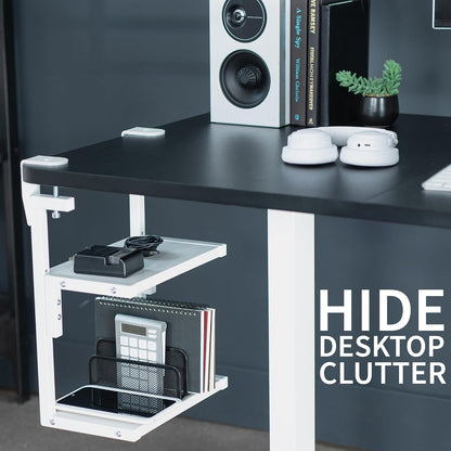 Black Clamp-on 13 inch 2-Tier Desk Shelf, STAND-SHELF2C