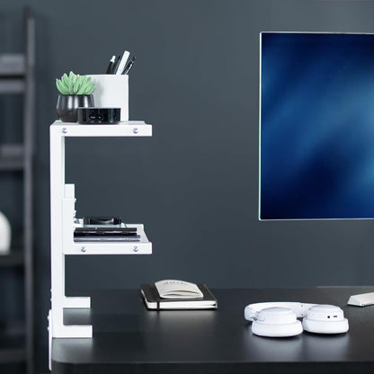 Black Clamp-on 13 inch 2-Tier Desk Shelf, STAND-SHELF2C