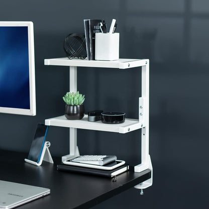 Black Clamp-on 13 inch 2-Tier Desk Shelf, STAND-SHELF2C