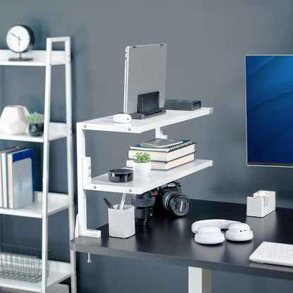 Black Clamp-on 13 inch 2-Tier Desk Shelf, STAND-SHELF2C