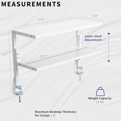 Black Clamp-on 13 inch 2-Tier Desk Shelf, STAND-SHELF2C