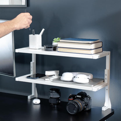 Black Clamp-on 13 inch 2-Tier Desk Shelf, STAND-SHELF2C