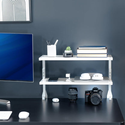 Black Clamp-on 13 inch 2-Tier Desk Shelf, STAND-SHELF2C