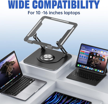 Laptop Stand for desk(360°Rotating),Aluminum laptop Riser for 10-16"Laptops