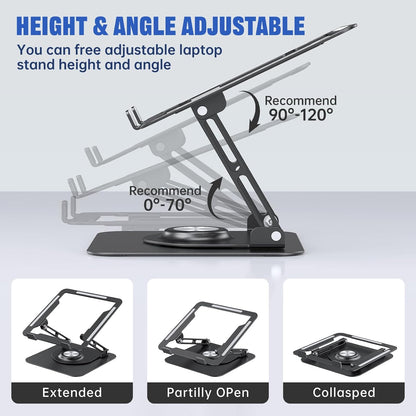 Laptop Stand for desk(360°Rotating),Aluminum laptop Riser for 10-16"Laptops