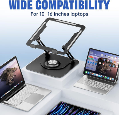 Laptop Stand for desk(360°Rotating),Aluminum laptop Riser for 10-16"Laptops