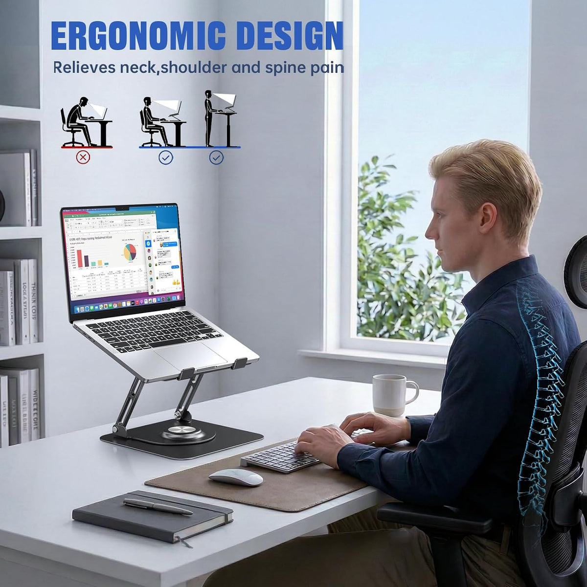 Laptop Stand for desk(360°Rotating),Aluminum laptop Riser for 10-16"Laptops