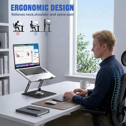 Laptop Stand for desk(360°Rotating),Aluminum laptop Riser for 10-16"Laptops