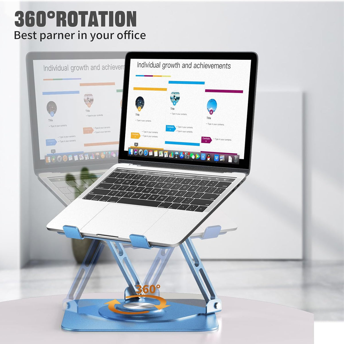 Laptop Stand for desk(360°Rotating),Aluminum laptop Riser for 10-16"Laptops