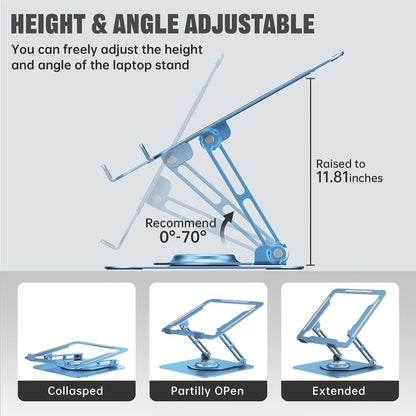 Laptop Stand for desk(360°Rotating),Aluminum laptop Riser for 10-16"Laptops