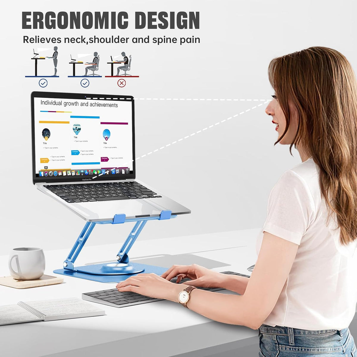 Laptop Stand for desk(360°Rotating),Aluminum laptop Riser for 10-16"Laptops