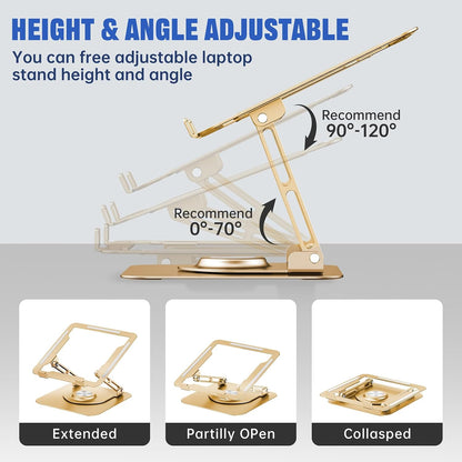 Laptop Stand for desk(360°Rotating),Aluminum laptop Riser for 10-16"Laptops