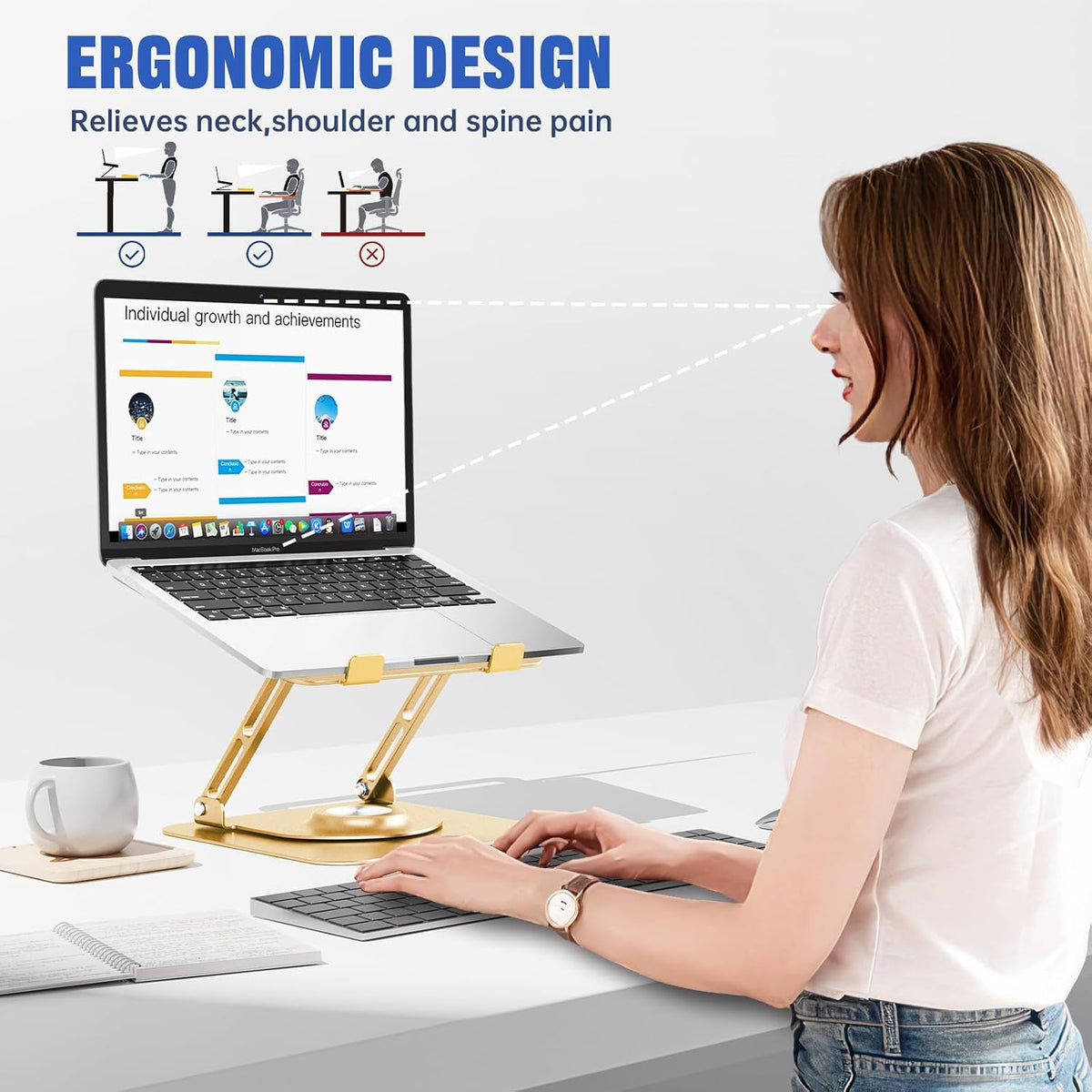 Laptop Stand for desk(360°Rotating),Aluminum laptop Riser for 10-16"Laptops