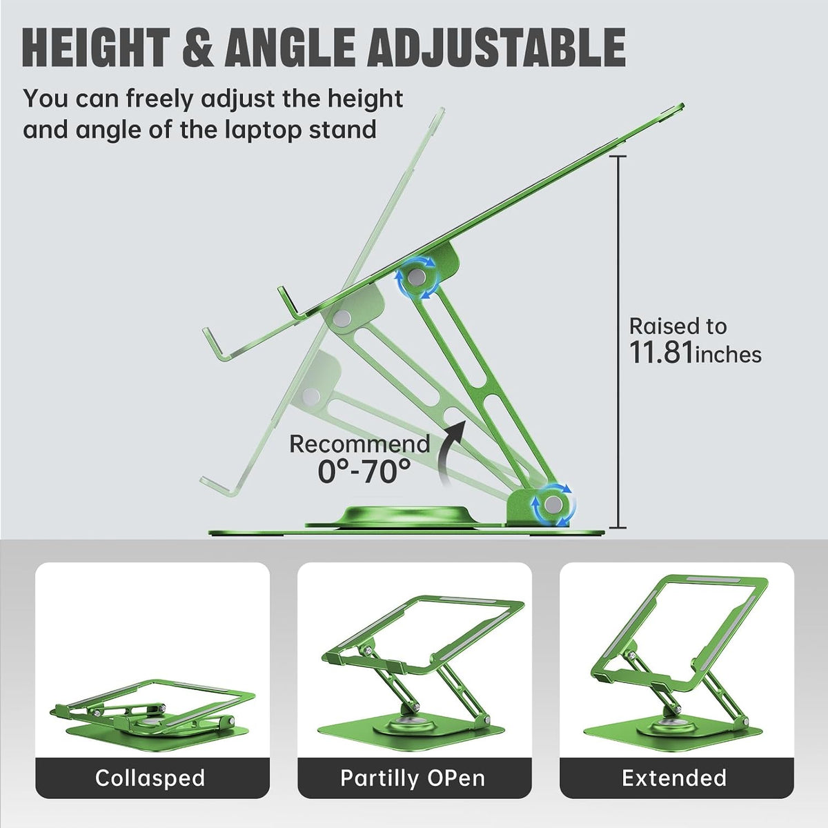 Laptop Stand for desk(360°Rotating),Aluminum laptop Riser for 10-16"Laptops