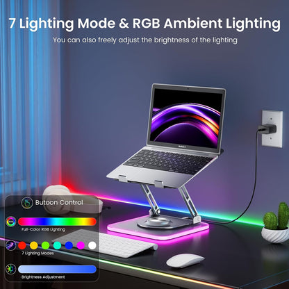 Laptop Stand for desk(360°Rotating),Aluminum laptop Riser for 10-16"Laptops