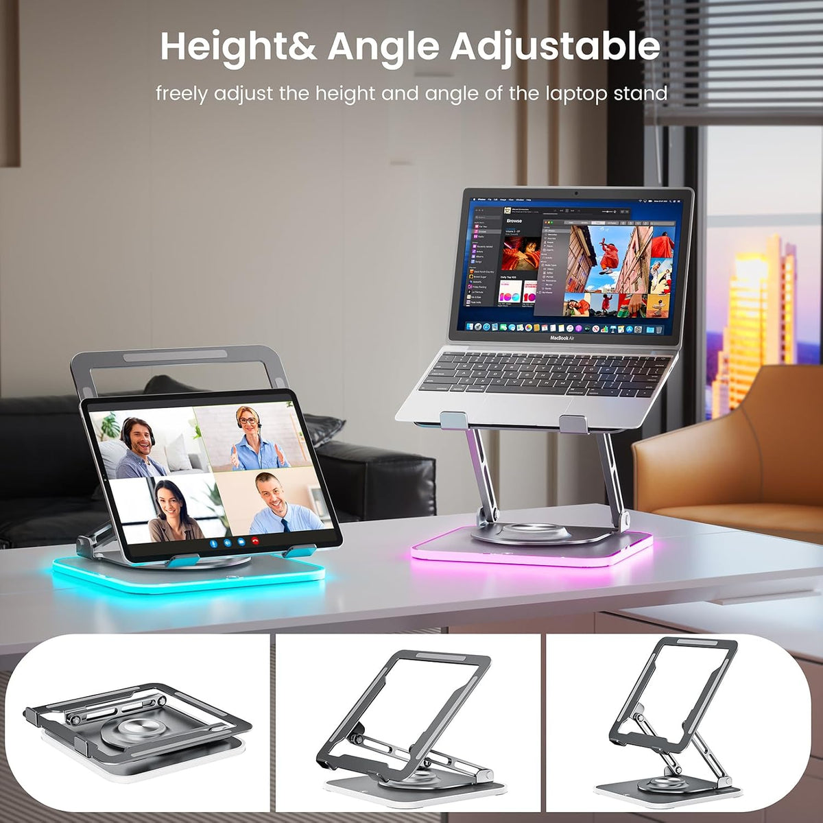 Laptop Stand for desk(360°Rotating),Aluminum laptop Riser for 10-16"Laptops