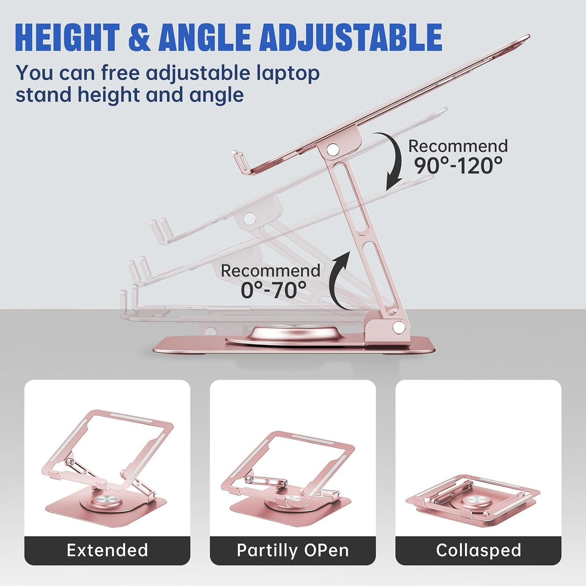 Laptop Stand for desk(360°Rotating),Aluminum laptop Riser for 10-16"Laptops