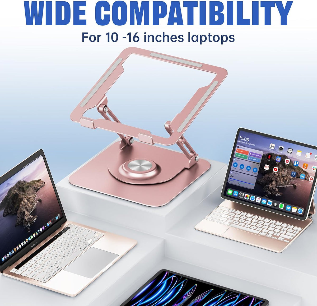 Laptop Stand for desk(360°Rotating),Aluminum laptop Riser for 10-16"Laptops