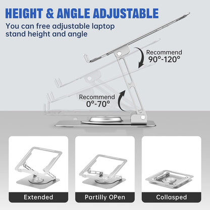 Laptop Stand for desk(360°Rotating),Aluminum laptop Riser for 10-16"Laptops