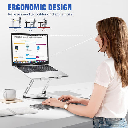 Laptop Stand for desk(360°Rotating),Aluminum laptop Riser for 10-16"Laptops