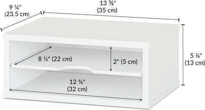 File Organizer, 2-Tier Document Paper Sorter, Stackable Wood Desk Organizer Mail Holder, Monitor Stand with Storage Shelves, White