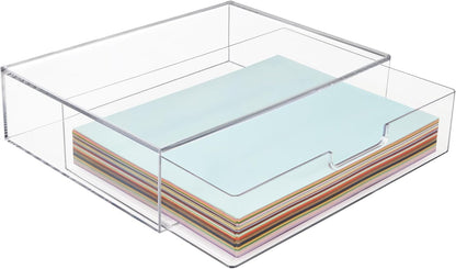 STAX Plastic Stackable Organizer Drawers (Set of 2) Clear | 12.5" Wide | Set Includes Two Open Drawer | Organize Office Desk Accessories & Sort Paper | Made in USA