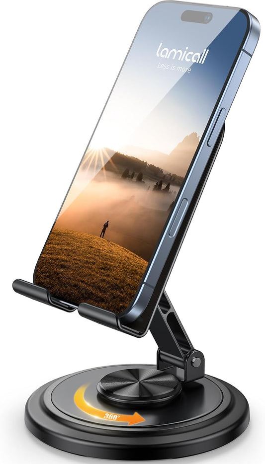 360° Rotation Cell Phone Stand for Desk, Sturdy Phone Holder
