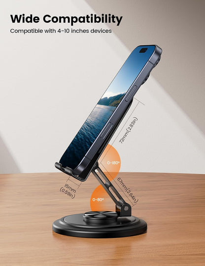 360° Rotation Cell Phone Stand for Desk, Sturdy Phone Holder