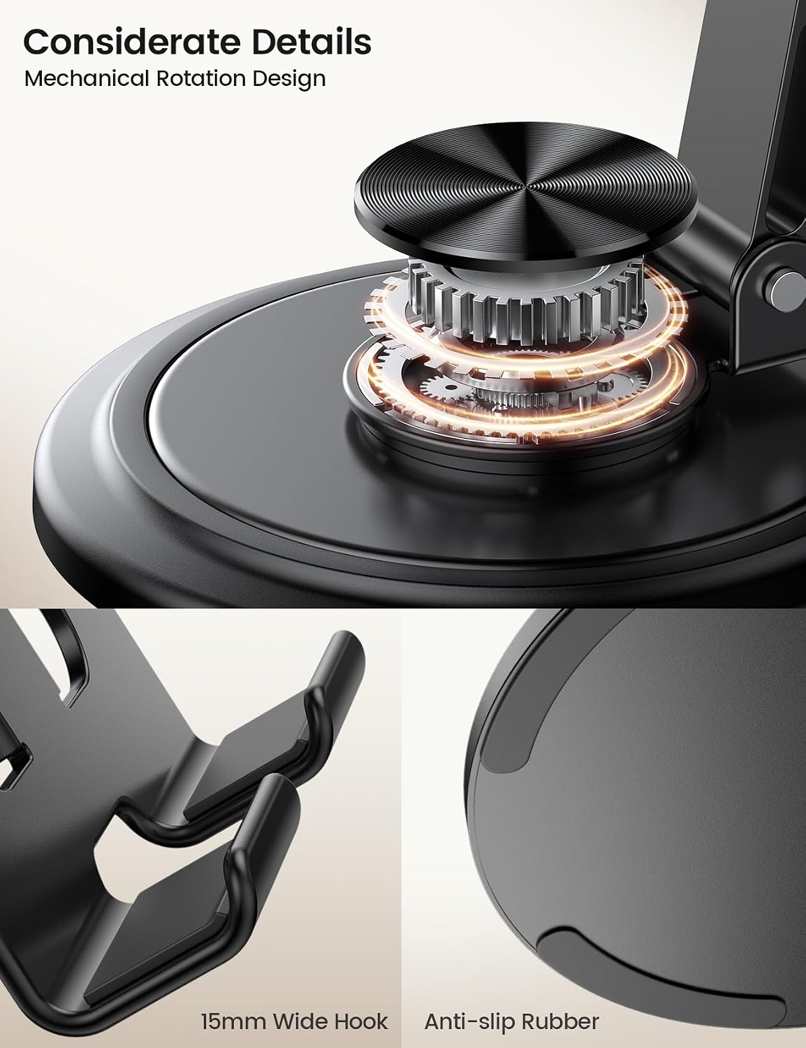 360° Rotation Cell Phone Stand for Desk, Sturdy Phone Holder