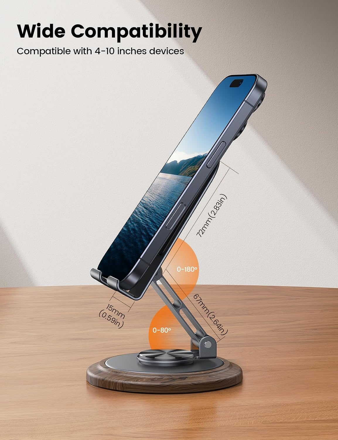 360° Rotation Cell Phone Stand for Desk, Sturdy Phone Holder