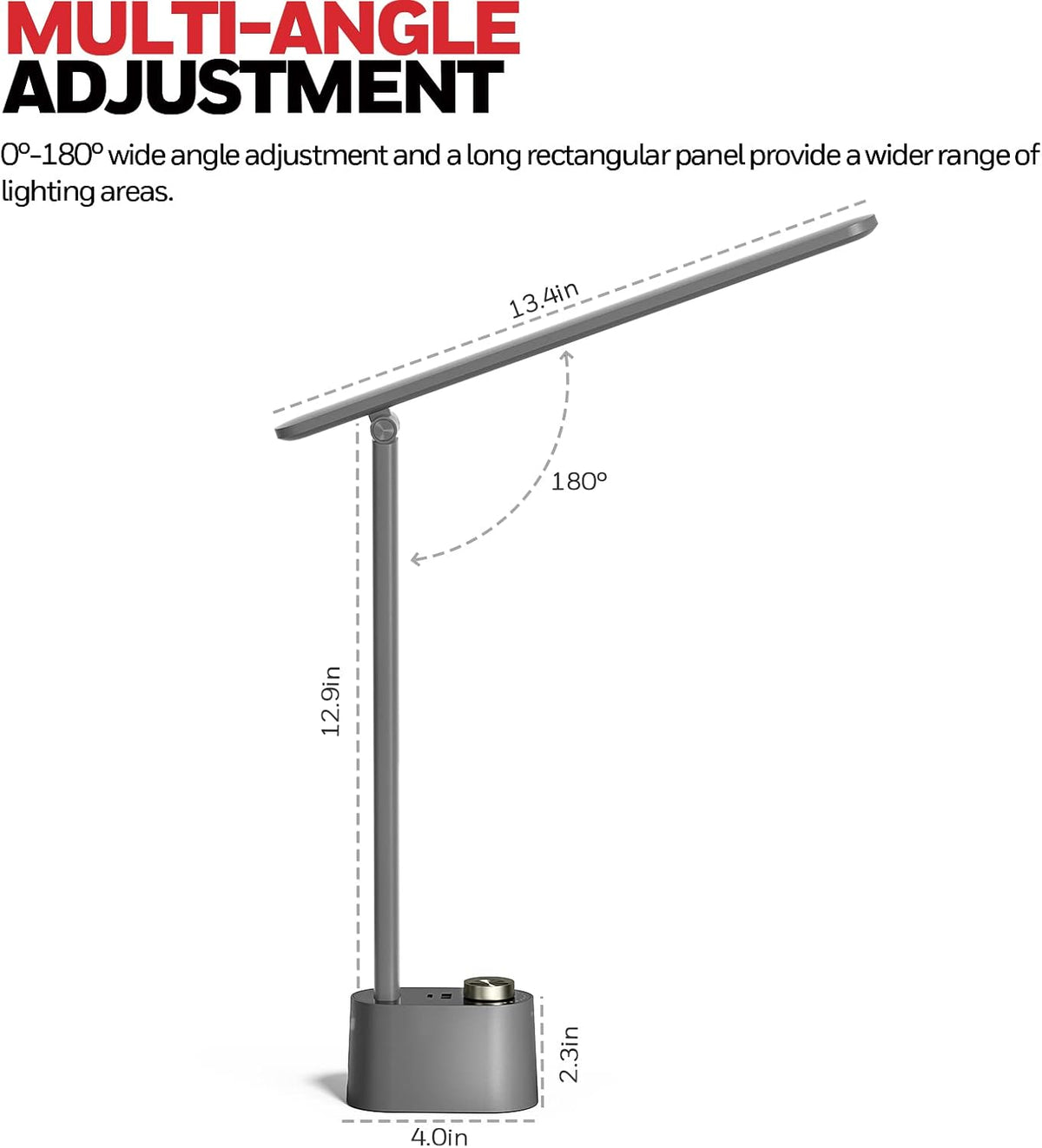 Honeywell HWT-H01 LED Desk Lamp, Foldable & Stepless Dimmable, Black