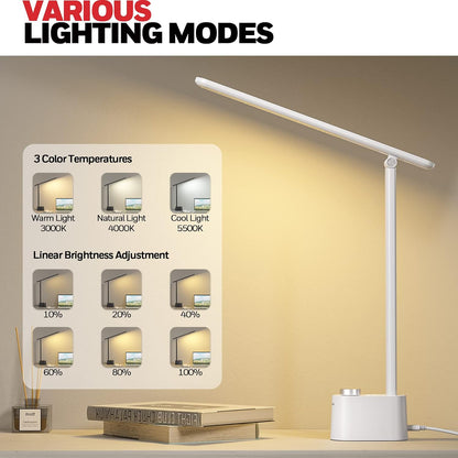 Honeywell HWT-H01 LED Desk Lamp, Foldable & Stepless Dimmable, Black
