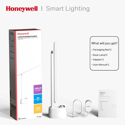 Honeywell HWT-H01 LED Desk Lamp, Foldable & Stepless Dimmable, Black