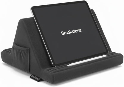 Tablet Lap Cushion - Tablet and Phone Holder for Bed, Flights, and Travel, Two Angled Memory Foam Lap Desk for Reading and Hands Free Viewing, Compatible iPad and Kindle Accessories, Black