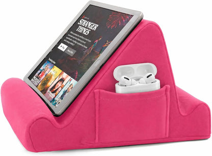 Tablet Lap Cushion - Tablet and Phone Holder for Bed, Flights, and Travel, Two Angled Memory Foam Lap Desk for Reading and Hands Free Viewing, Compatible iPad and Kindle Accessories, Black