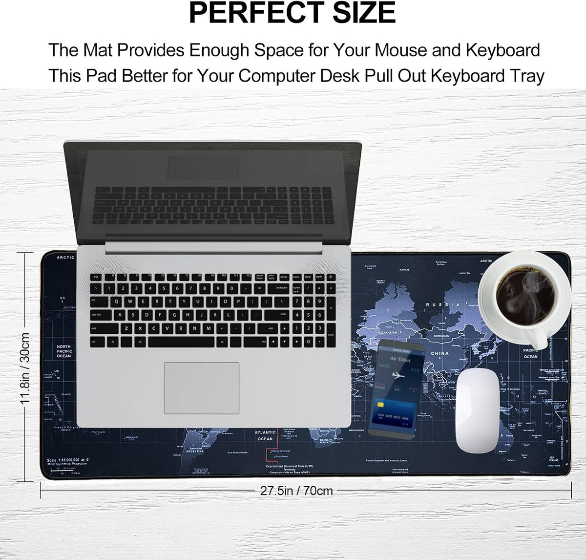 XXL Professional Large Mouse Pad & Computer Game Mouse Mat (35.4x15.7x0.1IN, Map) (90 * 40 Map)