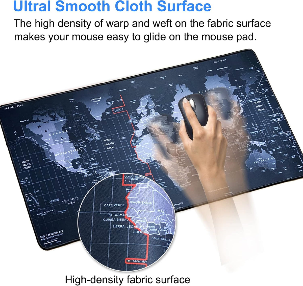 XXL Professional Large Mouse Pad & Computer Game Mouse Mat (35.4x15.7x0.1IN, Map) (90 * 40 Map)