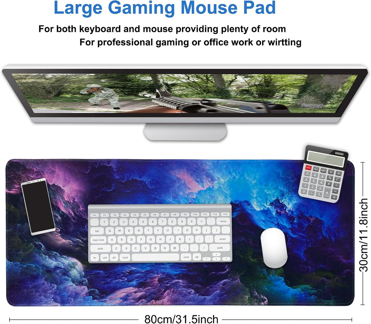 XXL Professional Large Mouse Pad & Computer Game Mouse Mat (35.4x15.7x0.1IN, Map) (90 * 40 Map)