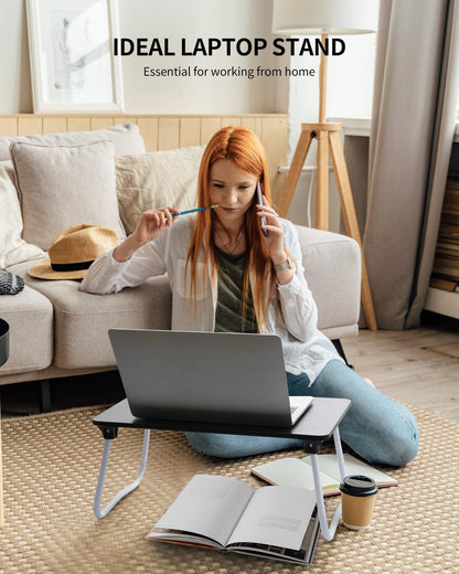 Foldable Lap Desk Laptop Stand Bed Desk Table Tray, Breakfast Serving Tray, Portable & Lightweight Mini Table, Lap Tablet Desk for Sofa Couch Floor - Wood