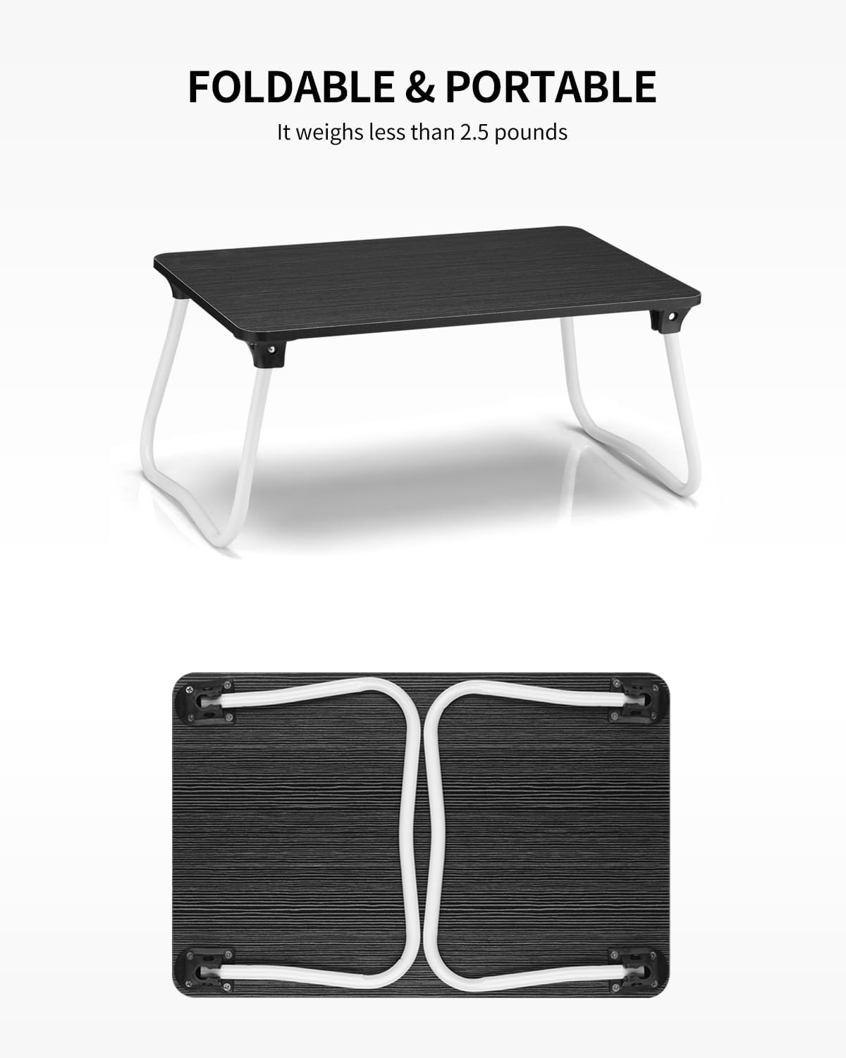 Foldable Lap Desk Laptop Stand Bed Desk Table Tray, Breakfast Serving Tray, Portable & Lightweight Mini Table, Lap Tablet Desk for Sofa Couch Floor - Wood