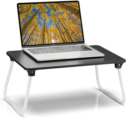 Foldable Lap Desk Laptop Stand Bed Desk Table Tray, Breakfast Serving Tray, Portable & Lightweight Mini Table, Lap Tablet Desk for Sofa Couch Floor - Wood