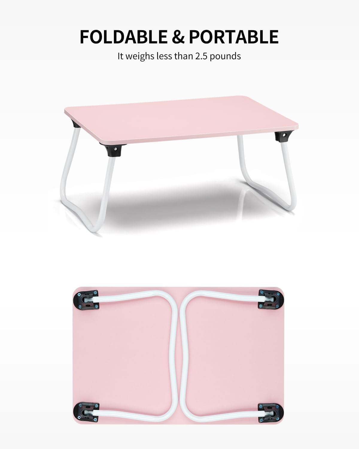 Foldable Lap Desk Laptop Stand Bed Desk Table Tray, Breakfast Serving Tray, Portable & Lightweight Mini Table, Lap Tablet Desk for Sofa Couch Floor - Wood