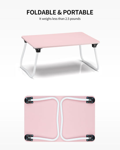 Foldable Lap Desk Laptop Stand Bed Desk Table Tray, Breakfast Serving Tray, Portable & Lightweight Mini Table, Lap Tablet Desk for Sofa Couch Floor - Wood