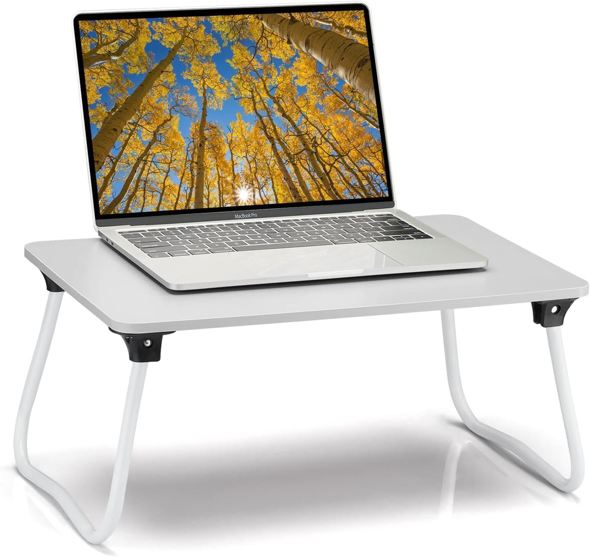 Foldable Lap Desk Laptop Stand Bed Desk Table Tray, Breakfast Serving Tray, Portable & Lightweight Mini Table, Lap Tablet Desk for Sofa Couch Floor - Wood