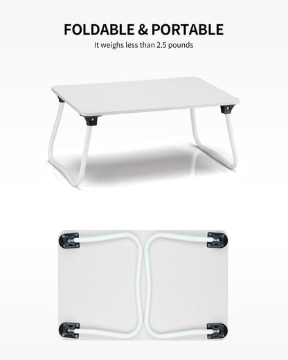 Foldable Lap Desk Laptop Stand Bed Desk Table Tray, Breakfast Serving Tray, Portable & Lightweight Mini Table, Lap Tablet Desk for Sofa Couch Floor - Wood