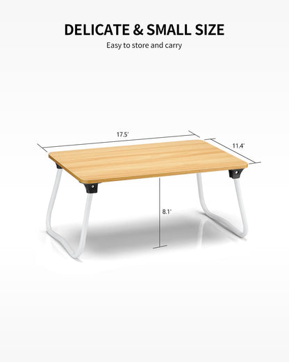 Foldable Lap Desk Laptop Stand Bed Desk Table Tray, Breakfast Serving Tray, Portable & Lightweight Mini Table, Lap Tablet Desk for Sofa Couch Floor - Wood