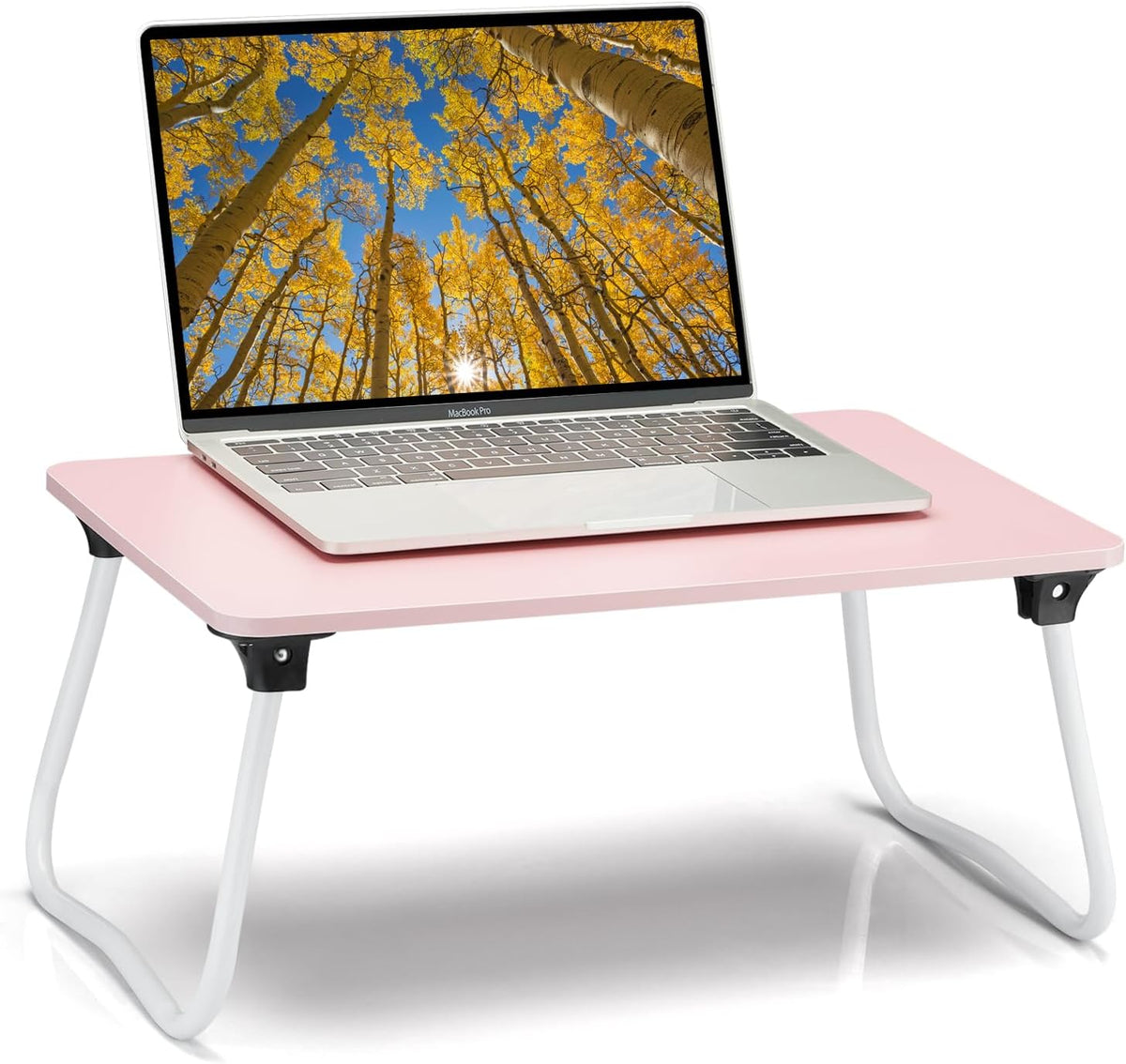 Foldable Lap Desk Laptop Stand Bed Desk Table Tray, Breakfast Serving Tray, Portable & Lightweight Mini Table, Lap Tablet Desk for Sofa Couch Floor - Wood