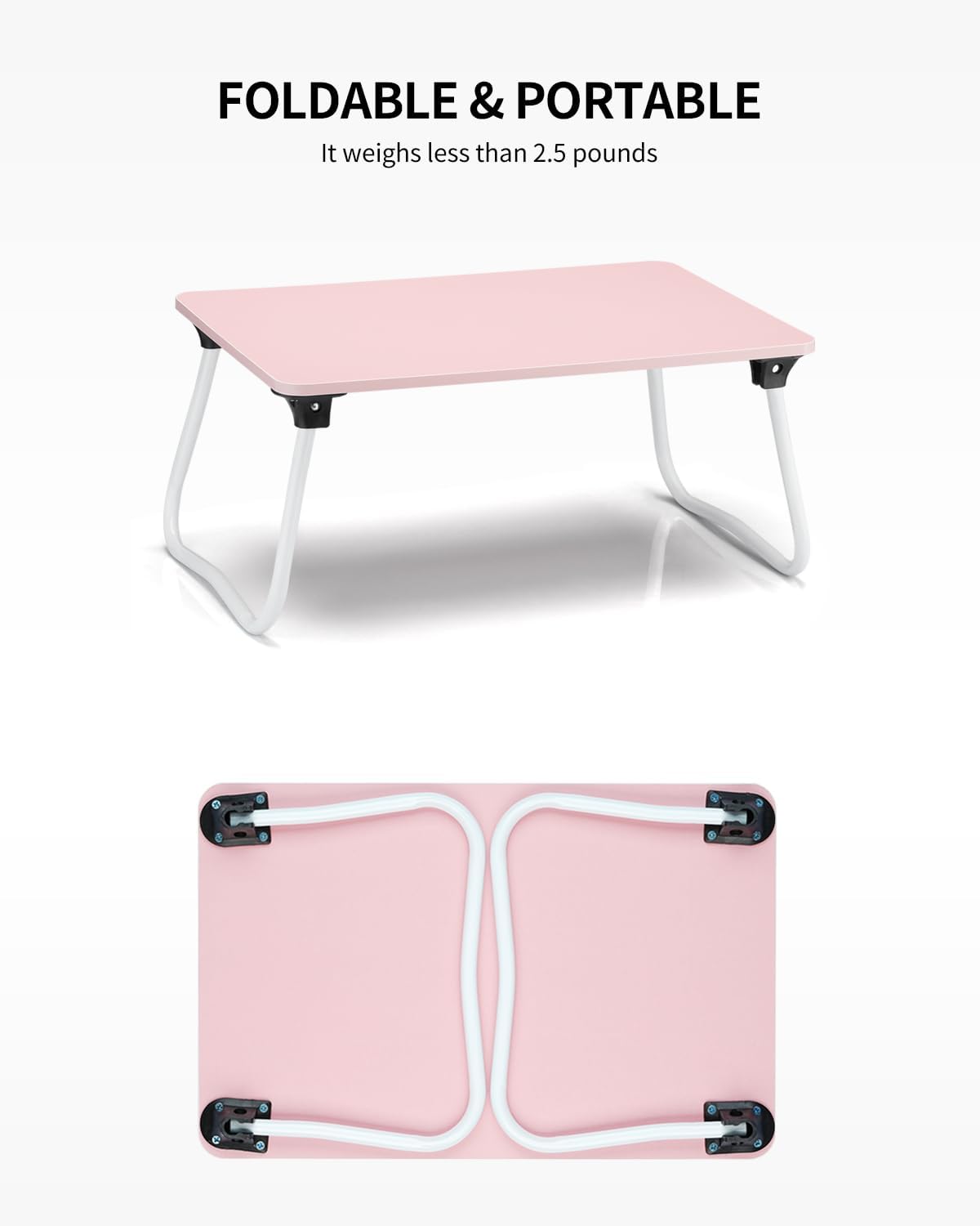 Foldable Lap Desk Laptop Stand Bed Desk Table Tray, Breakfast Serving Tray, Portable & Lightweight Mini Table, Lap Tablet Desk for Sofa Couch Floor - Wood