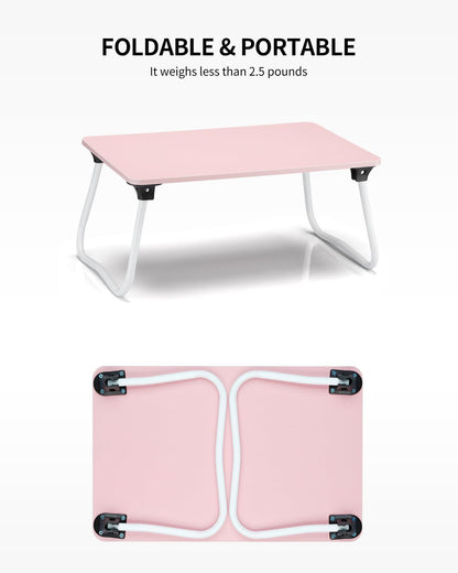 Foldable Lap Desk Laptop Stand Bed Desk Table Tray, Breakfast Serving Tray, Portable & Lightweight Mini Table, Lap Tablet Desk for Sofa Couch Floor - Wood